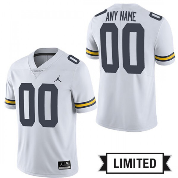 Men's University of Michigan #00 Custom White Jordan Brand NCAA Football Jersey